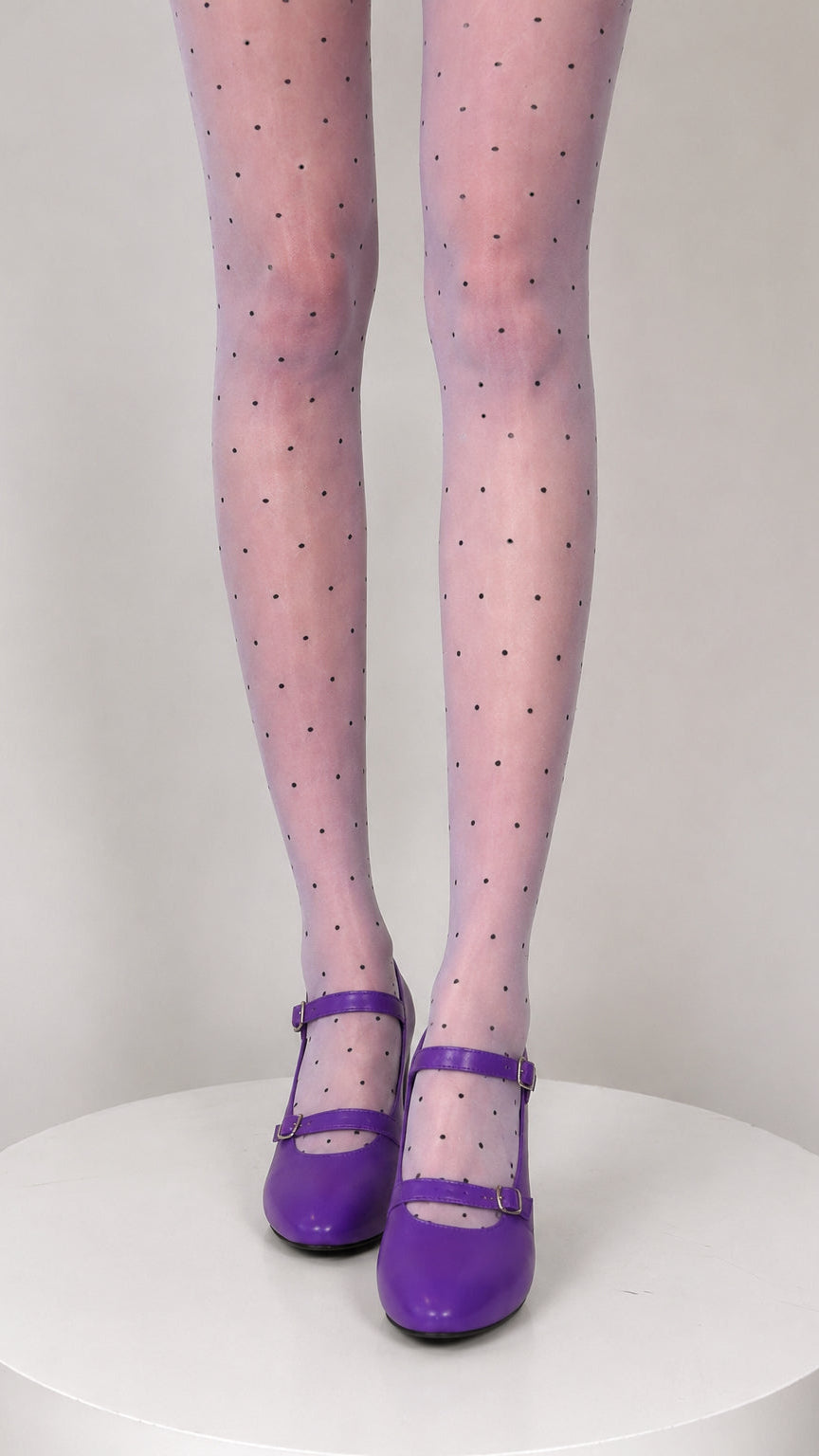 Purple Polka Dot Garter Thigh-Highs