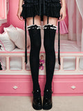 Midnight Doll Black Bow Garter Stockings