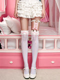 Sweetheart White Lace Socks & Garter Set