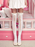 Corset Doll White Lace-Up Over-the-Knee Socks