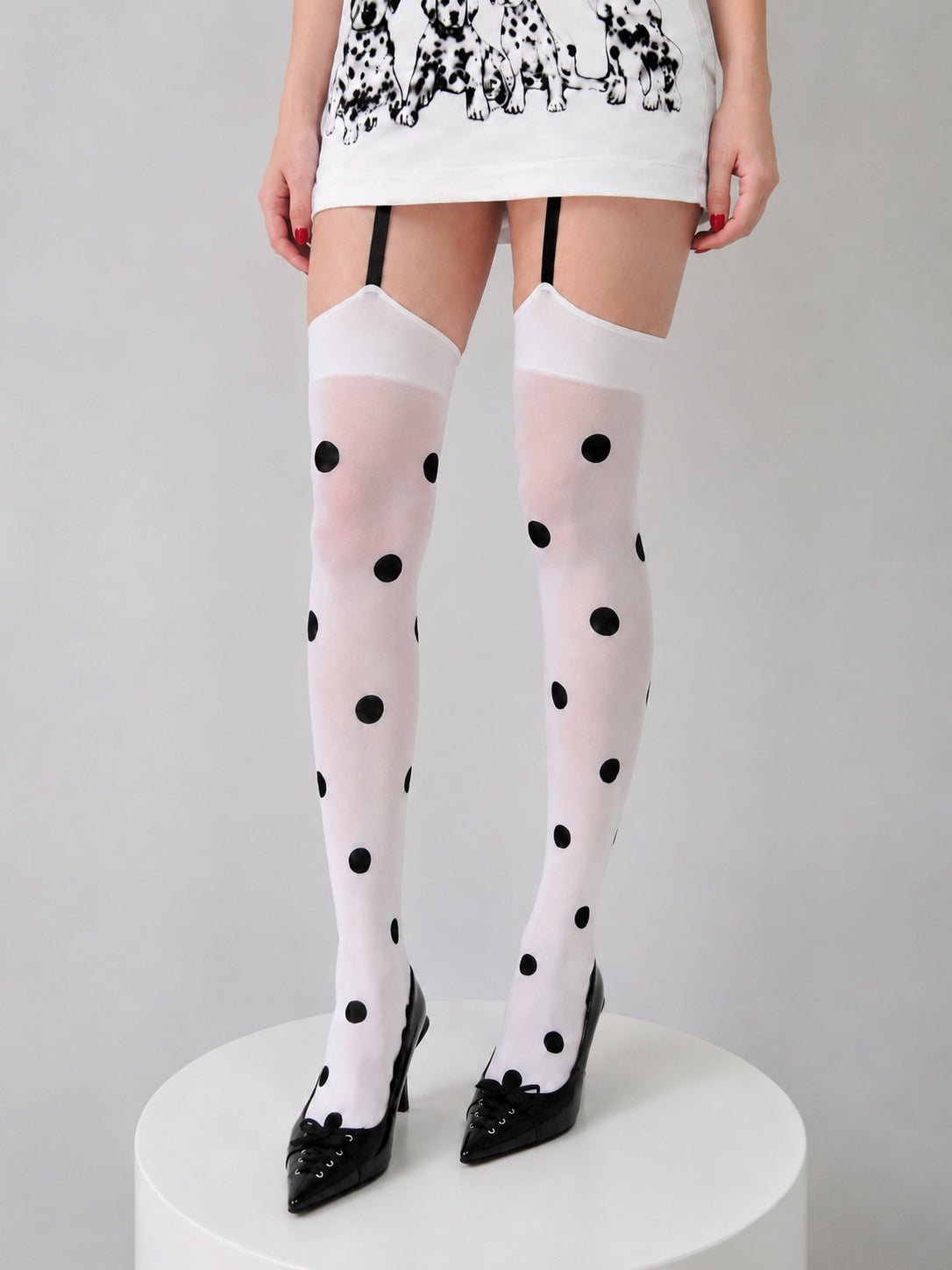 Retro Dot Suspender Tights