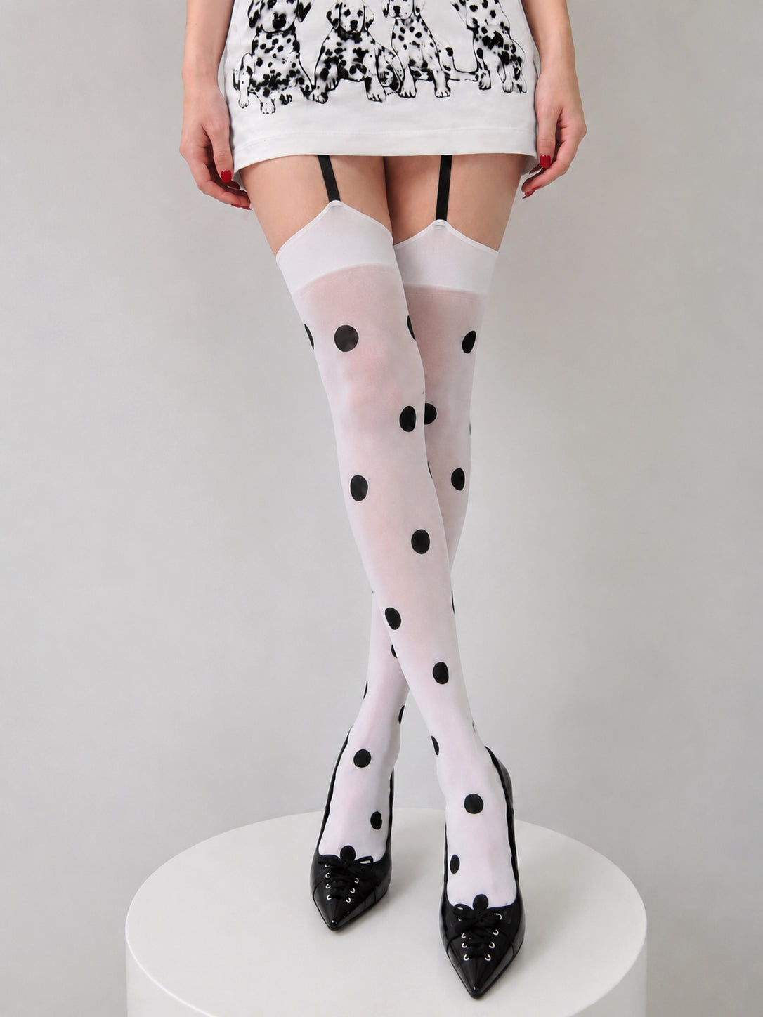 Retro Dot Suspender Tights