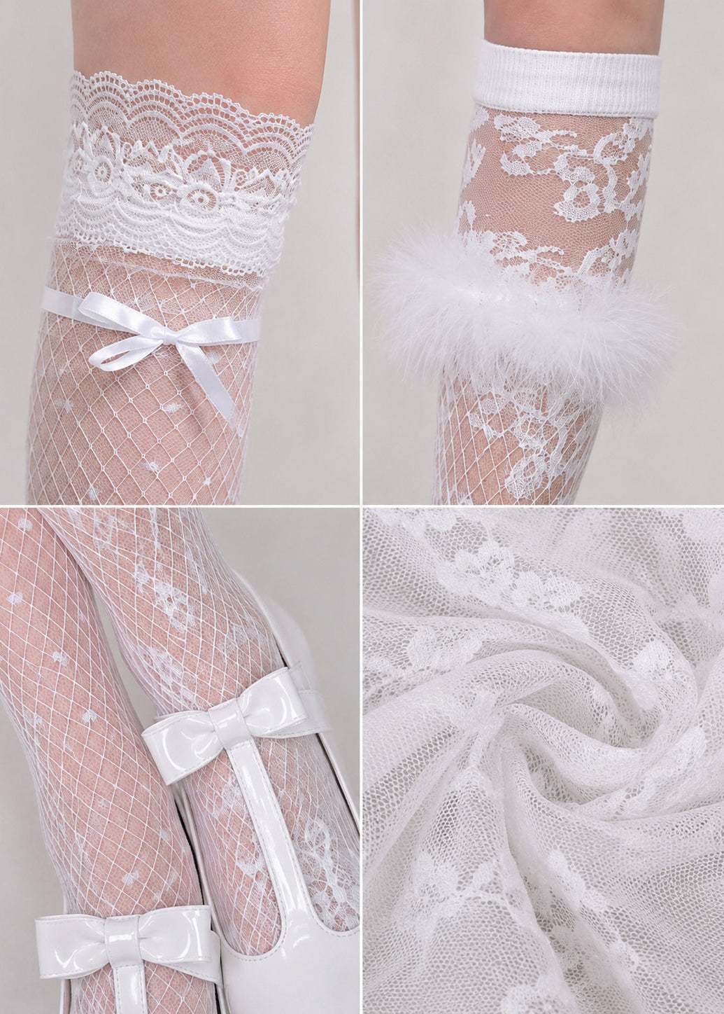 Powder Puff Mismatch — Dollcore Lace Mix Socks
