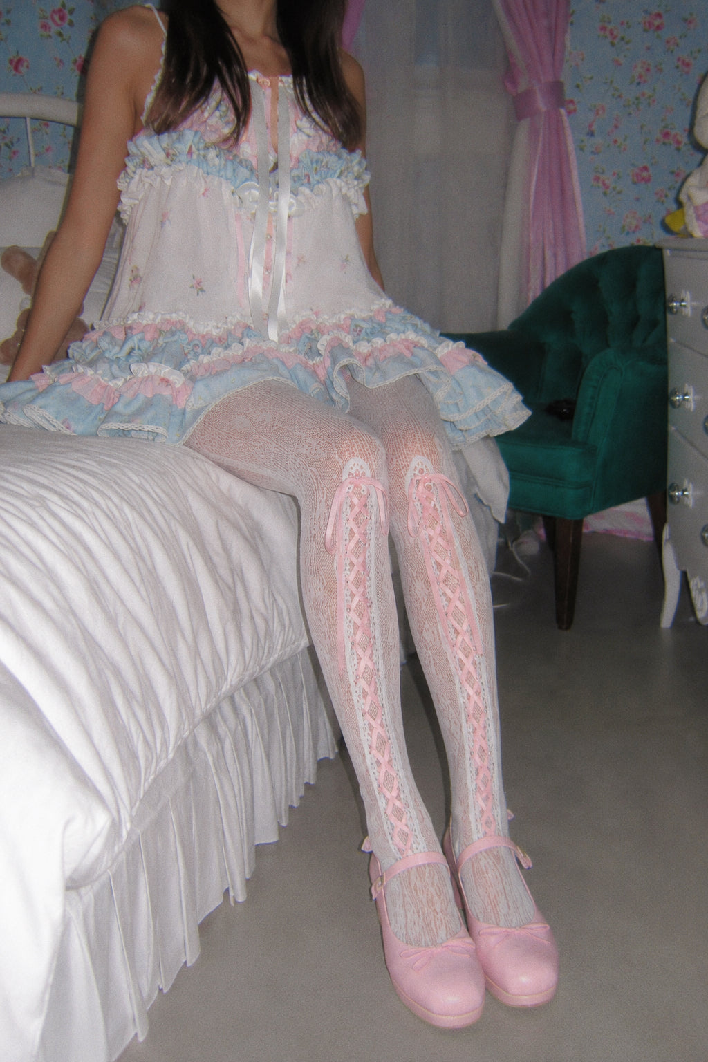 Ribbon Ballet Hall — Lace-Up Stockings
