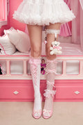 Teddy Ribbon Pink Lace - 5 Piece Set