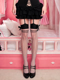 Black Bow Pinstripe Stockings