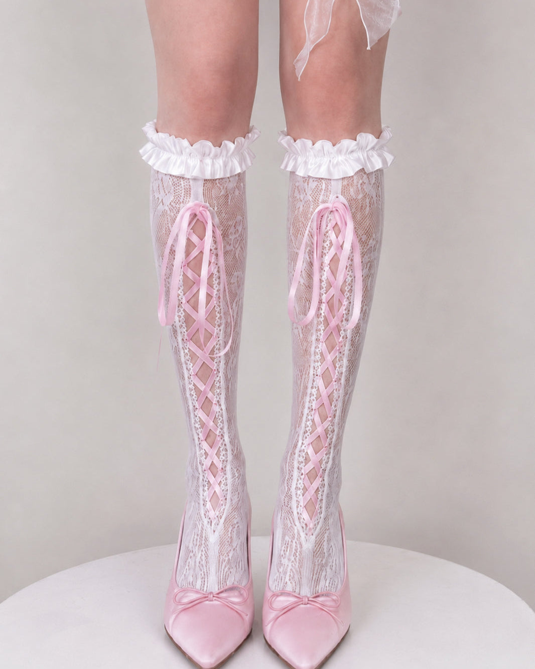 Princess Ribbon White Lace Sock Set